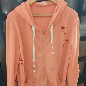 POL Distressed Coral Hoodie